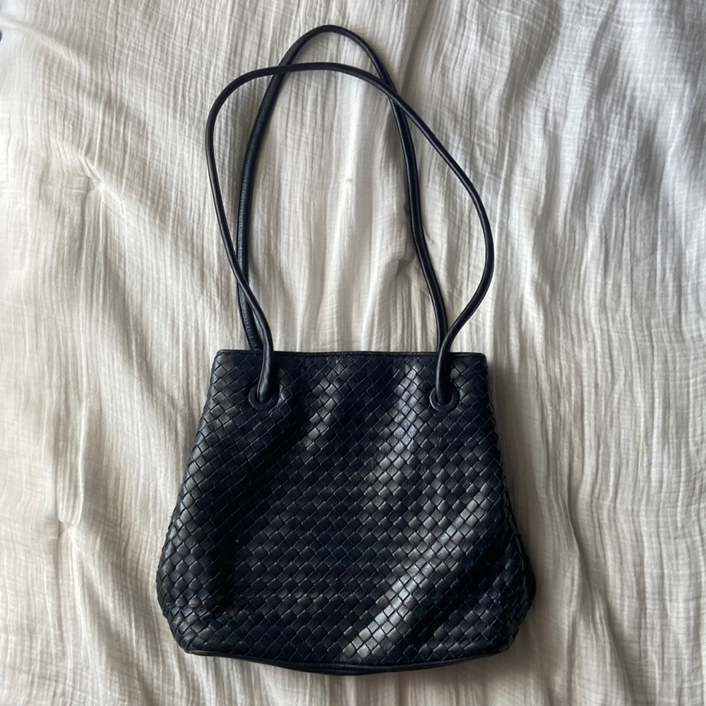 Bloomingdale's Black Woven Shoulder Bag